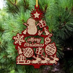 Christmas Wooden Tree Ornament – Snowman & Reindeer CNC / Laser Cut File (PDF, SVG, DXF)
