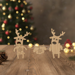 Christmas Wooden Reindeer Ornament – CNC / Laser Cut File (PDF, SVG, DXF)